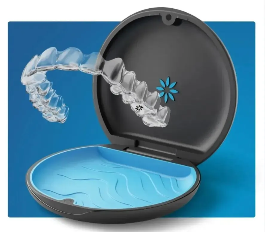 Invisalign clear aligners in their case